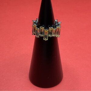 Bomb Party RG45875 “All The Answers” Cubic Zirconia on Hematite Size 6 Ring NWT